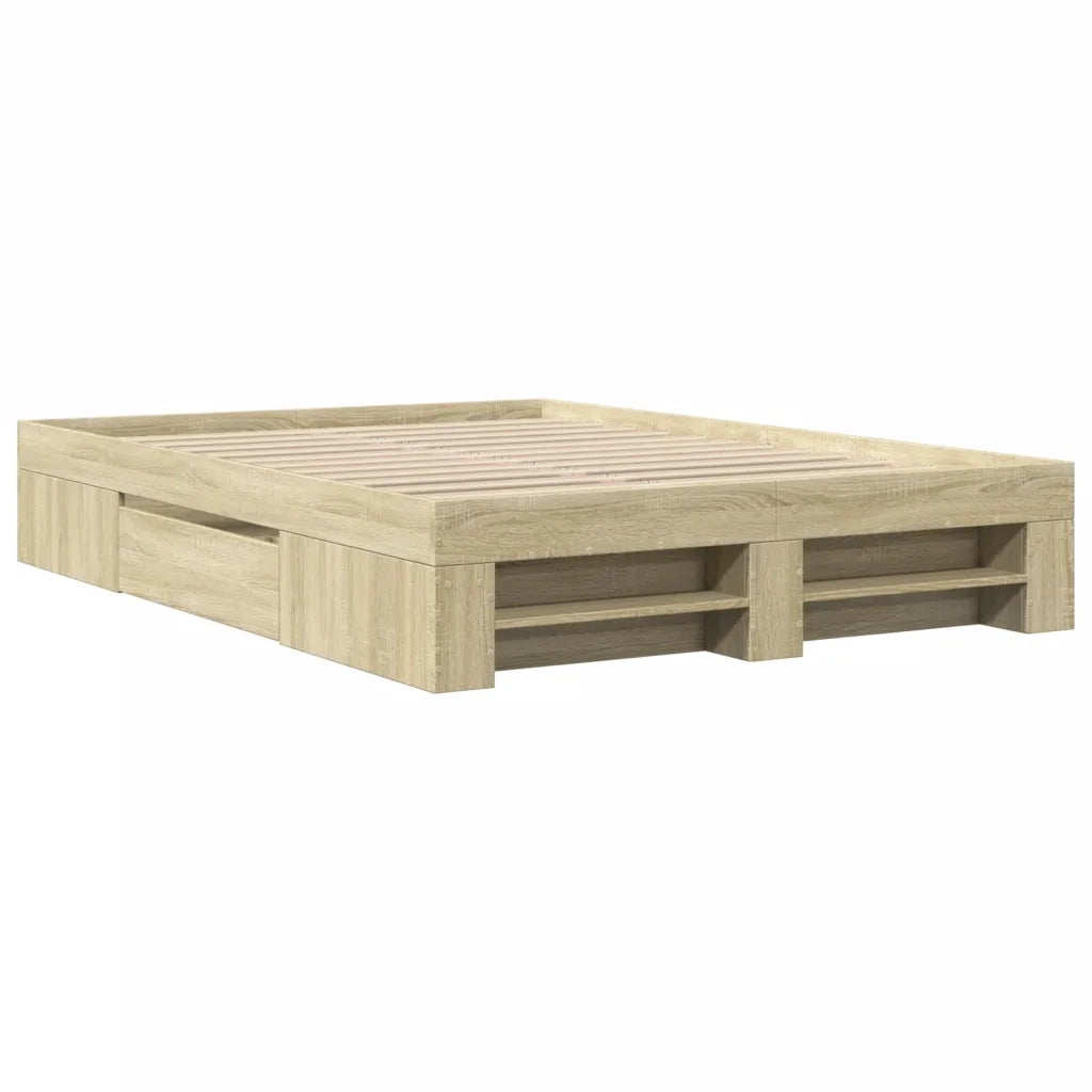 Giroletto-Struttura Letto Rovere Sonoma 135x190 cm in Legno Multistrato 410019