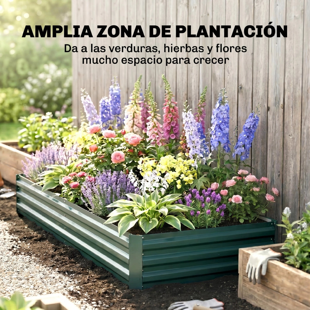 Fioriera Rettangolare da Giardino ¨C Zephmum ¨C Verde Antracite 241x90,5x30 cm