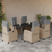 Set Pranzo da Giardino 7 pz con Cuscini Beige Misto Polyrattan 3212837