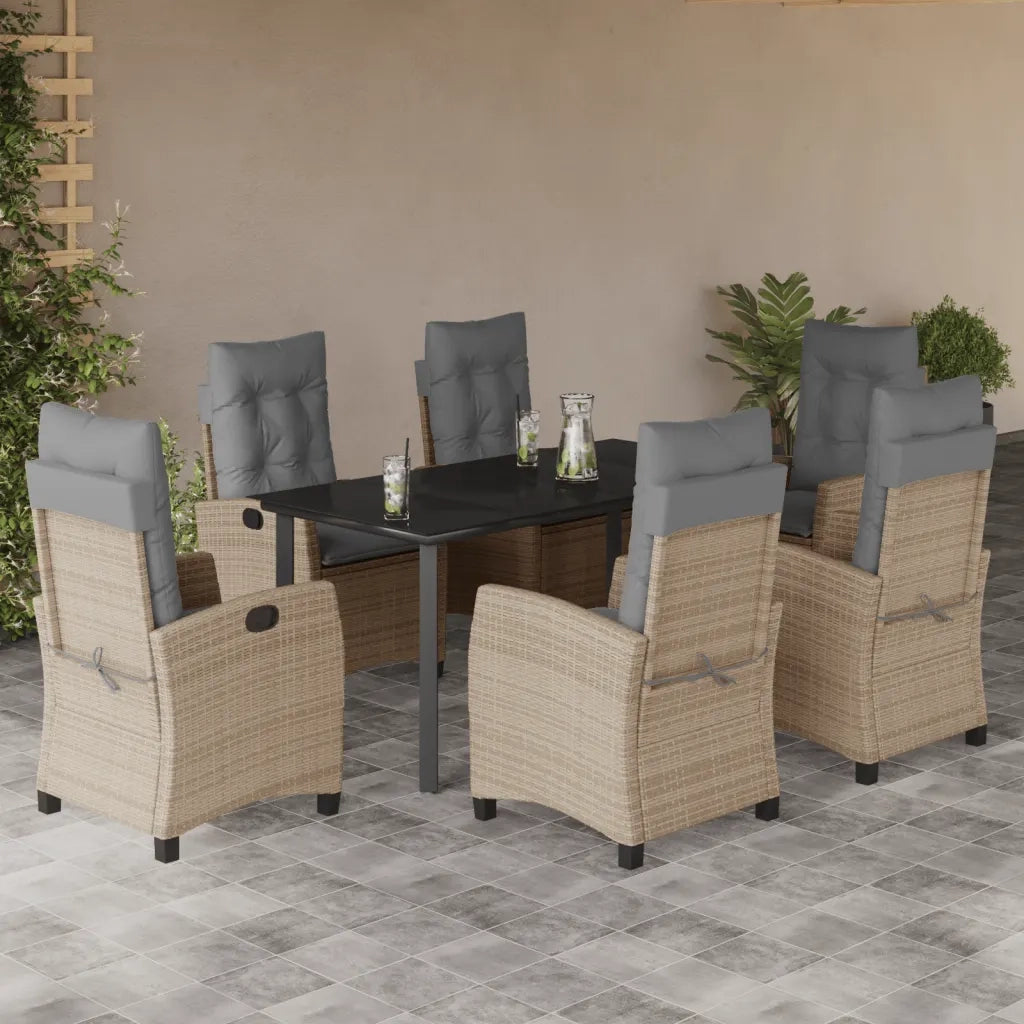 Set Pranzo da Giardino 7 pz con Cuscini Beige Misto Polyrattan 3212837
