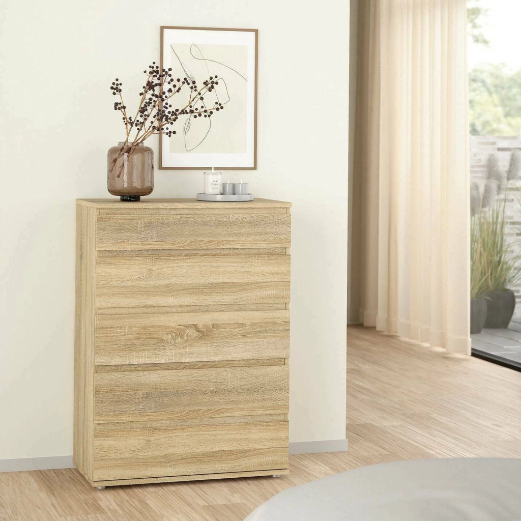 Cassettiera Arriba, Settimino multiuso, Comò camera da letto, Mobile con cassetti, 77x40 h107 cm, Quercia