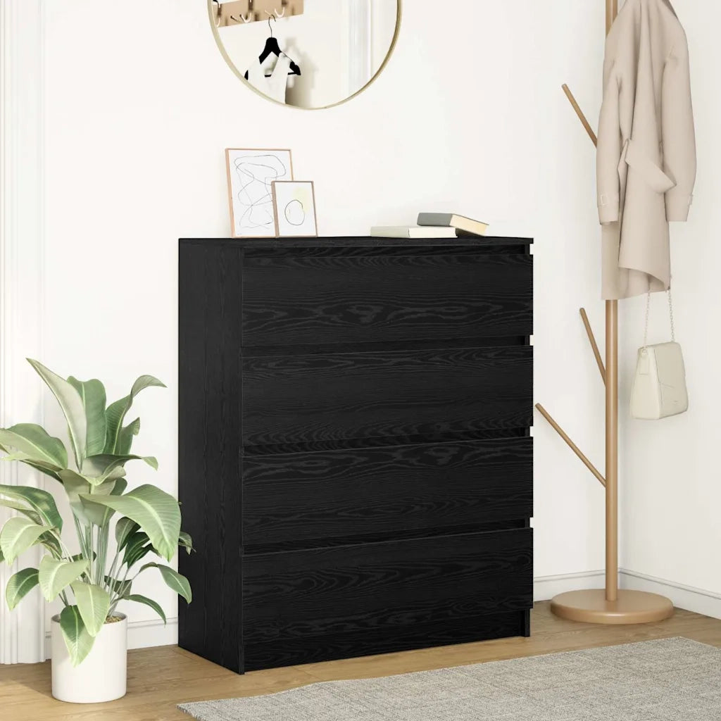 Credenza | Madia | Buffet da pranzo | Armadio da pranzo Rovere Nero 80x35x99 cm in Legno Multistrato