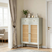 Scarpiera con ripiani regolabili e cassetto, per ingresso e camera da letto, in MDF, verde menta, 80 × 35 × 100 cm