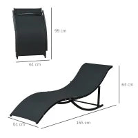 Set 2 Sdraio da Giardino Pieghevoli, Lettino Prendisole in Alluminio e Textilene, 61x165x63cm