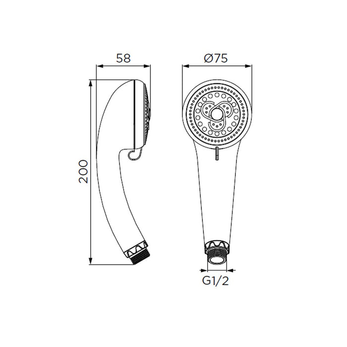 Doccino serie luna cromato, a 4 getti