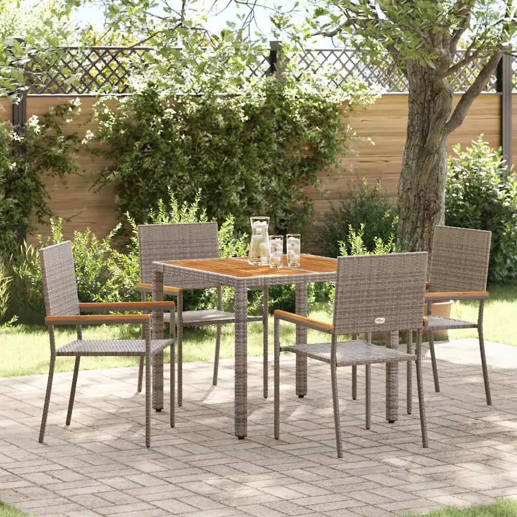 Set da Pranzo per Giardino 5 pz | Set Salotto da Giardino Grigio polyrattan