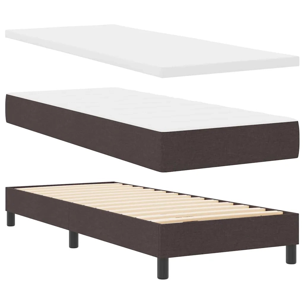 Letto a molle con materasso Marrone Scuro 80 x 200 cm Tessuto