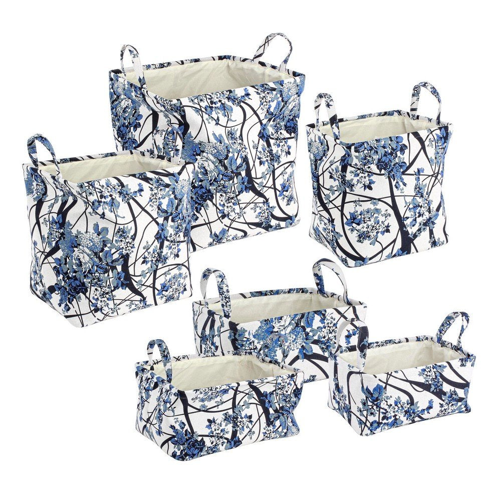 Set 2 Portaoggetti Plastica Bianco Blu Moderno da Interno - RALORA