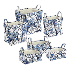 Set 2 Portaoggetti Plastica Bianco Blu Moderno da Interno - RALORA