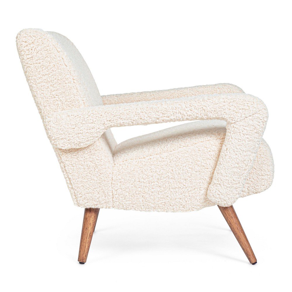 Poltrona Bouclé Bianca Scandinava da Interno - YASMIN