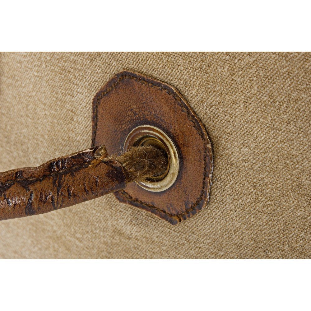 Pouf in Pelle Marrone Stile Industriale da Interno - WILLIAMS