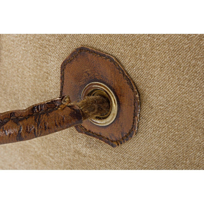 Pouf in Pelle Marrone Stile Industriale da Interno - WILLIAMS