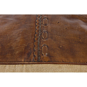 Pouf in Pelle Marrone Stile Industriale da Interno - WILLIAMS