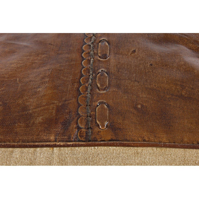 Pouf in Pelle Marrone Stile Industriale da Interno - WILLIAMS