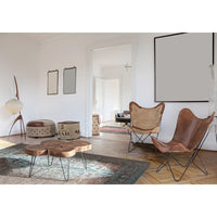 Pouf in Pelle Marrone Stile Industriale da Interno - WILLIAMS