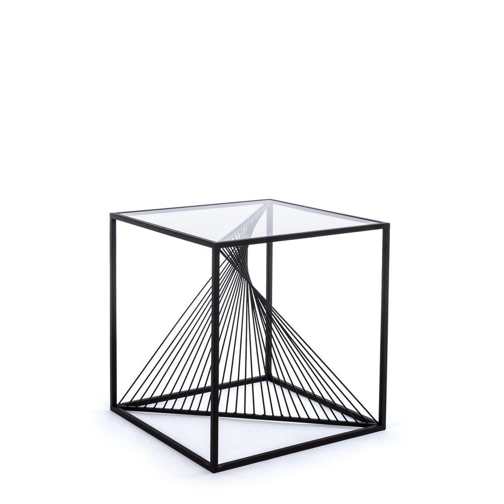 Tavolino in Vetro Nero Moderno da Interno 48x48 - WILLIAM