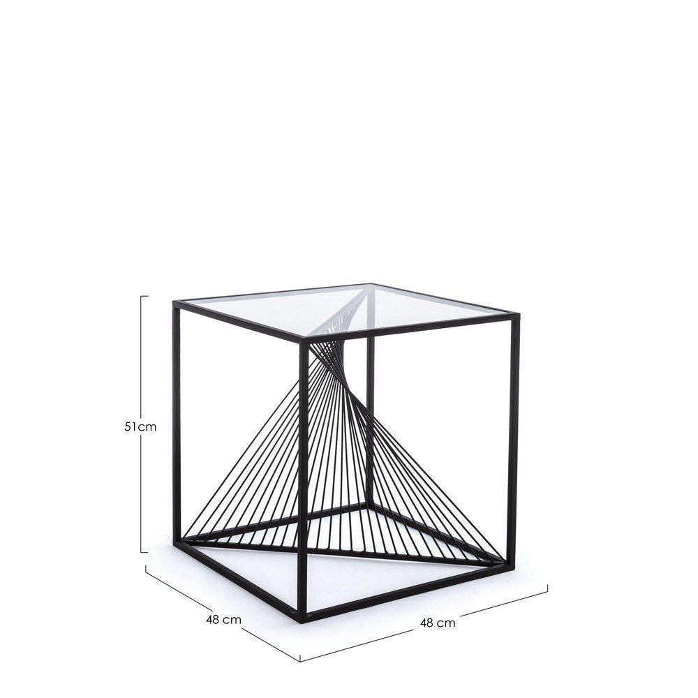 Tavolino in Vetro Nero Moderno da Interno 48x48 - WILLIAM