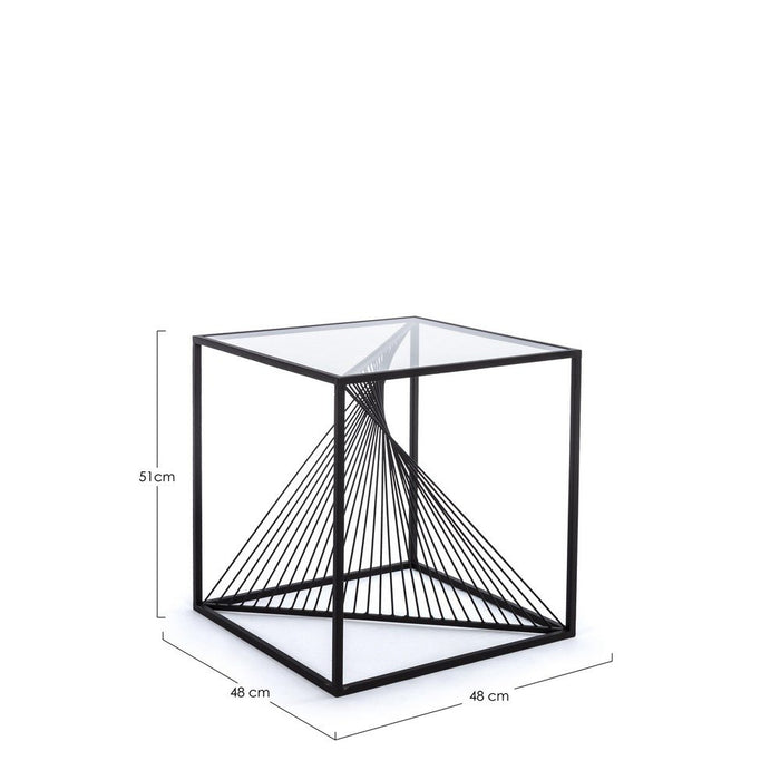 Tavolino in Vetro Nero Moderno da Interno 48x48 - WILLIAM