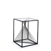 Tavolino Vetro Nero Industriale da Interno 40x40 cm - WILLIAM