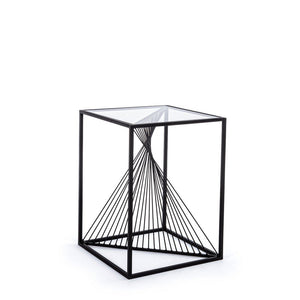 Tavolino Vetro Nero Industriale da Interno 40x40 cm - WILLIAM