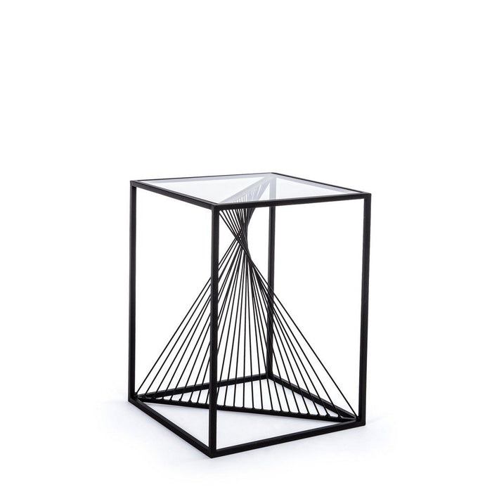 Tavolino Vetro Nero Industriale da Interno 40x40 cm - WILLIAM