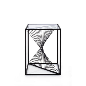 Tavolino Vetro Nero Industriale da Interno 40x40 cm - WILLIAM