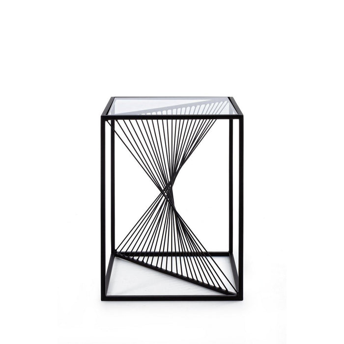 Tavolino Vetro Nero Industriale da Interno 40x40 cm - WILLIAM