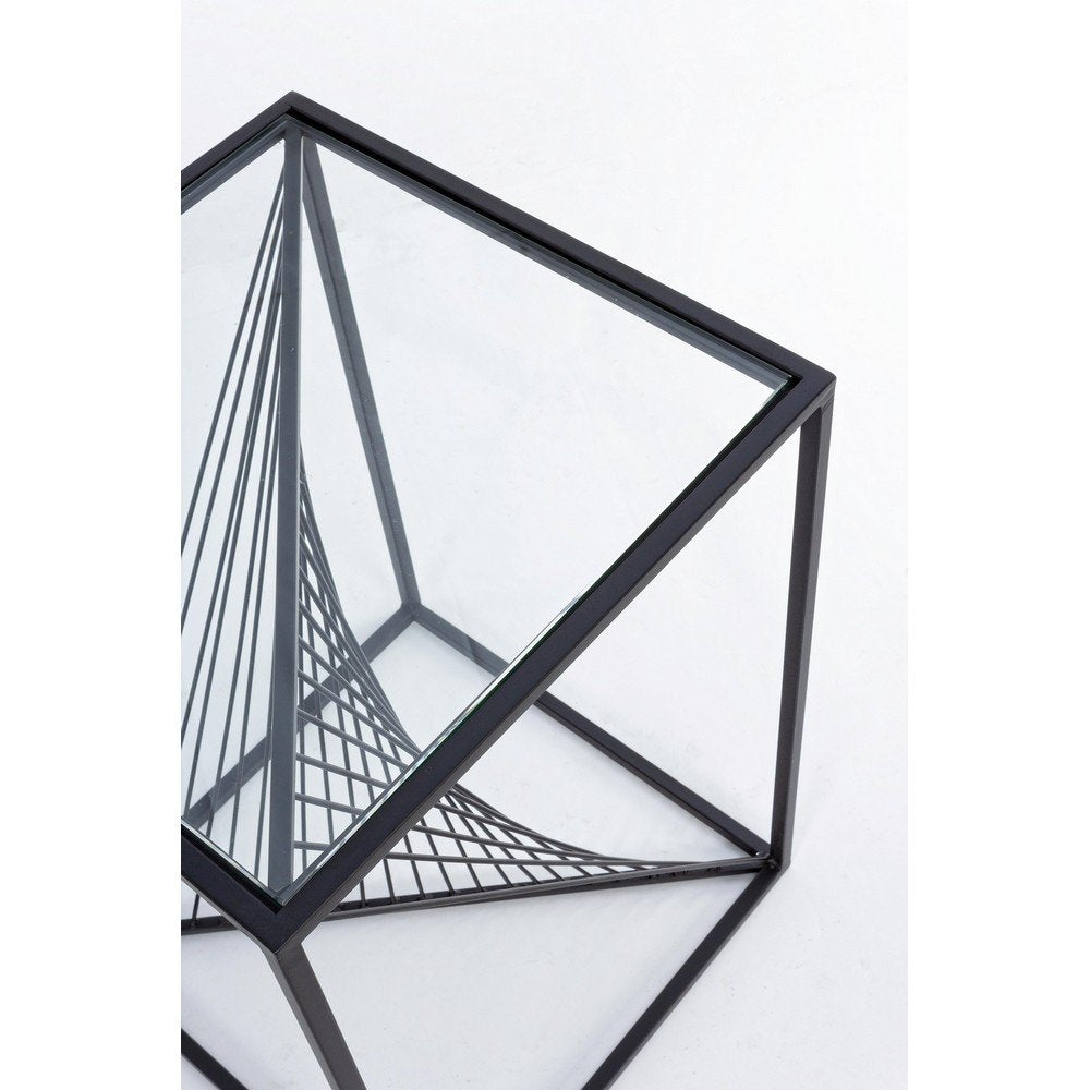 Tavolino Vetro Nero Industriale da Interno 40x40 cm - WILLIAM