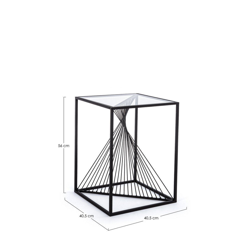 Tavolino Vetro Nero Industriale da Interno 40x40 cm - WILLIAM