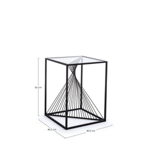 Tavolino Vetro Nero Industriale da Interno 40x40 cm - WILLIAM