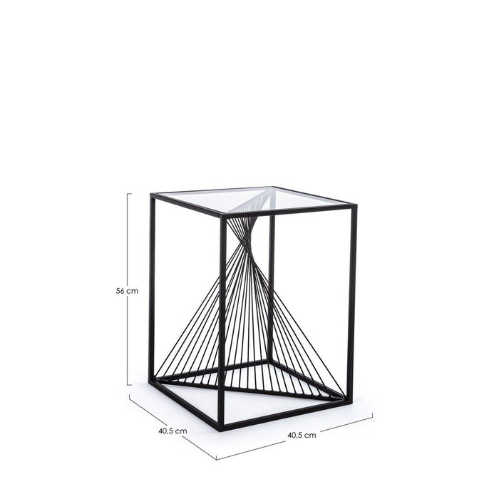 Tavolino Vetro Nero Industriale da Interno 40x40 cm - WILLIAM