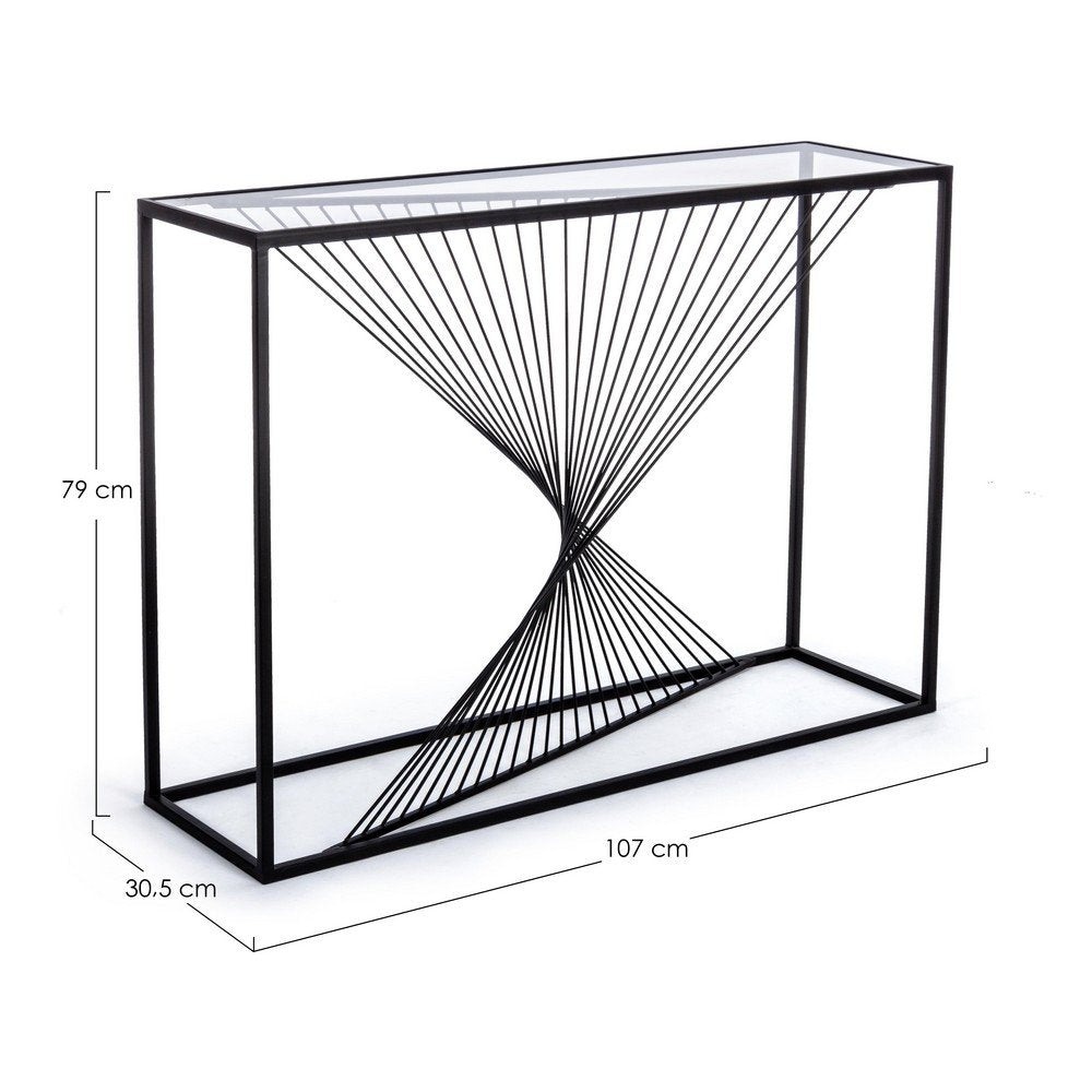 Consolle Vetro Nero Industriale da Interno 107x30 cm - WILLIAM