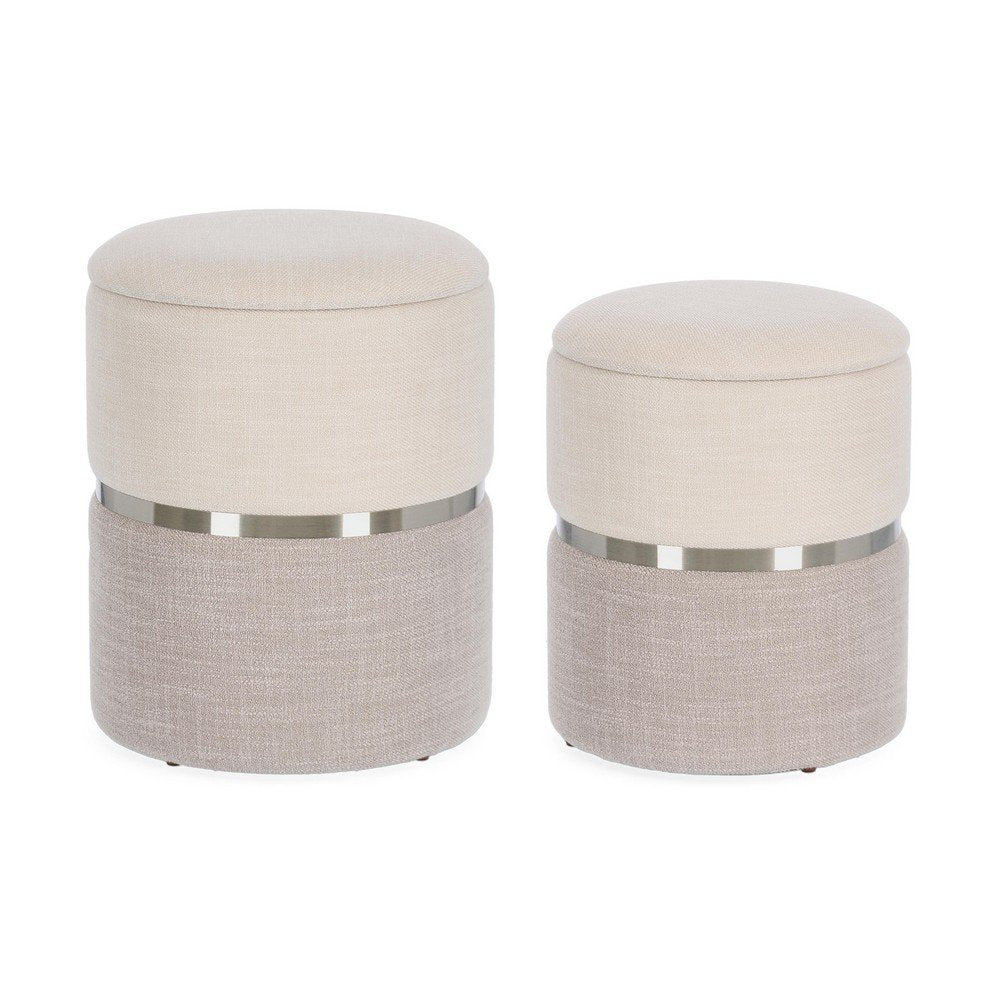 Pouf Contenitore Tessuto Grigio Moderno da Interno - WHITE Colore: Grigio