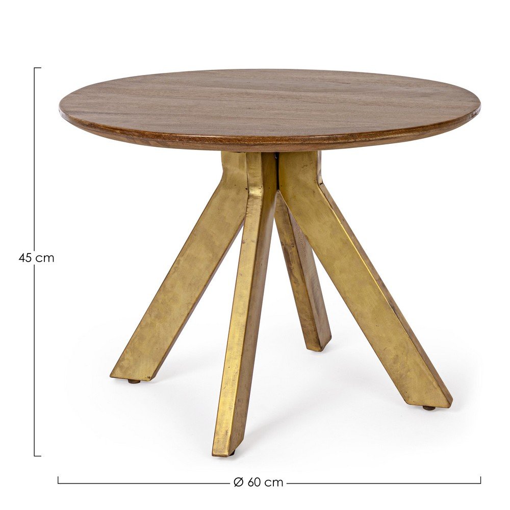 Tavolino Legno Marrone Industriale da Interno 60 cm - WESLEY