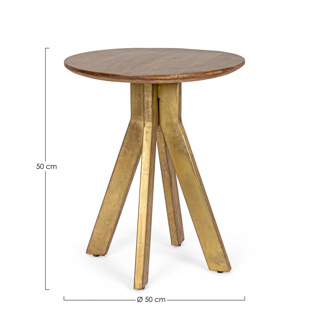 Tavolino Legno Marrone Industriale da Interno 50 cm - WESLEY