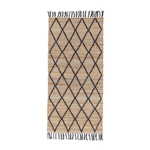 Set 2 Tappeti in Iuta Marrone Rustico da Interno 70x140 - WATSON Colore: Nero