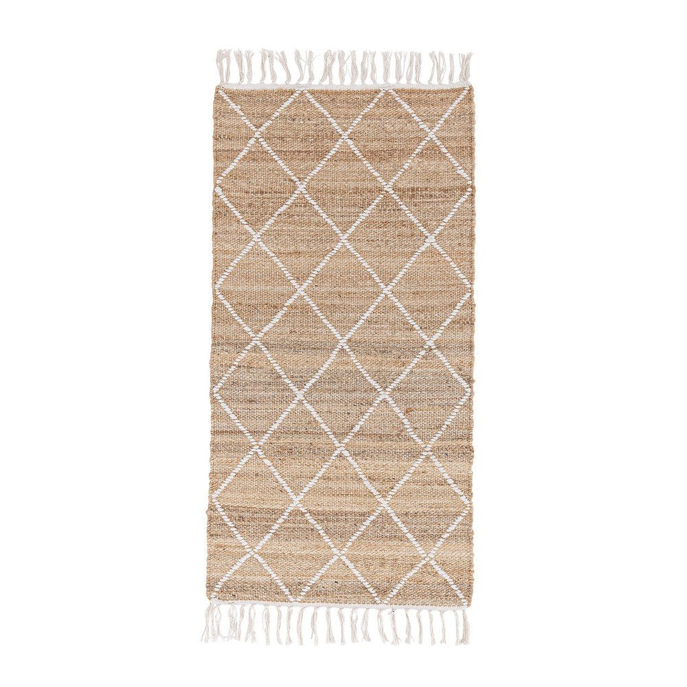 Set 2 Tappeti in Iuta Marrone Rustico da Interno 70x140 - WATSON Colore: Bianco