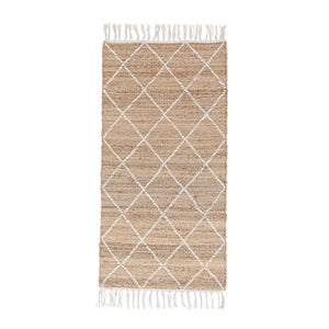 Set 2 Tappeti in Iuta Marrone Rustico da Interno 70x140 - WATSON Colore: Bianco