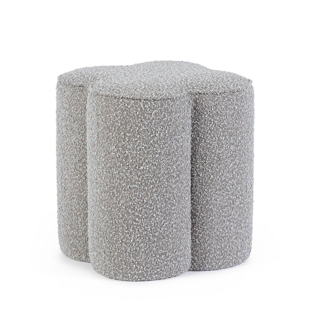 Pouf in Bouclé Grigio Moderno da Interno - WALKER Colore: Grigio