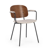 Set 2 Sedie con Braccioli Tessuto Grigio Moderno da Interno - VIVIANA Colore: Beige