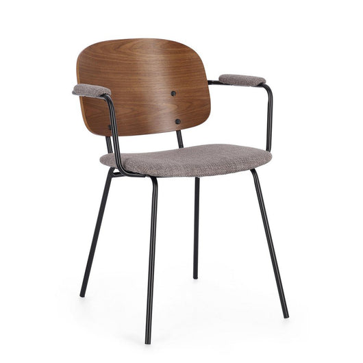 Set 2 Sedie con Braccioli Tessuto Grigio Moderno da Interno - VIVIANA Colore: Grigio