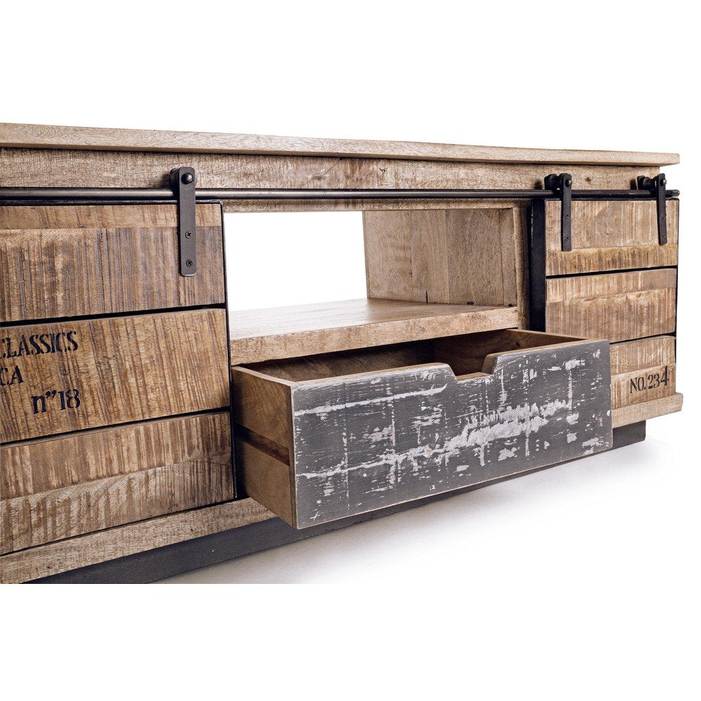 Mobile Basso Legno Marrone Rustico da Interno - THEODORE