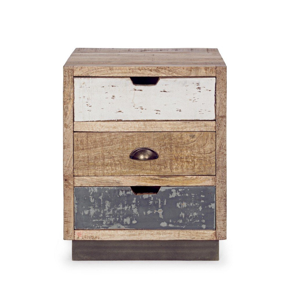 Comodino Legno Marrone Rustico da Interno - THEODORE