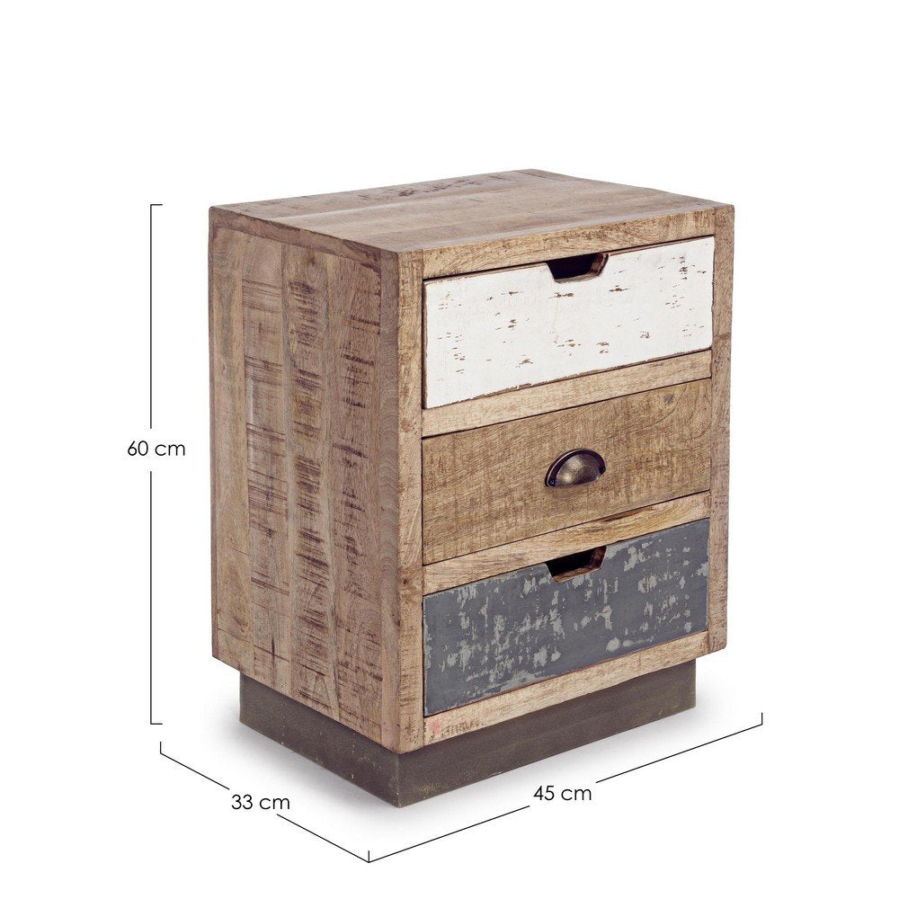 Comodino Legno Marrone Rustico da Interno - THEODORE