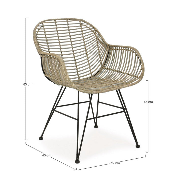 Sedia Rattan Naturale Marrone Boho da Interno - TATIANA