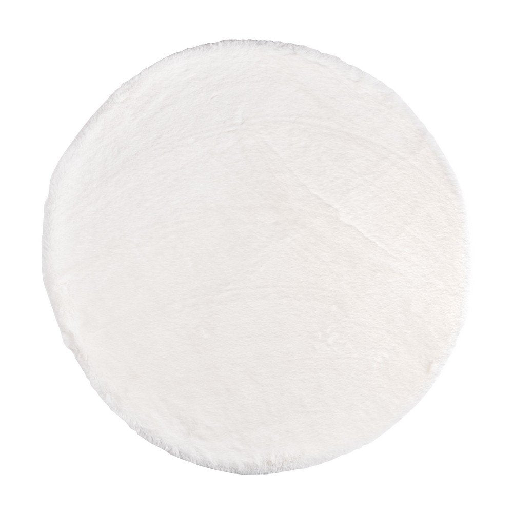 Set 4 Tappeti Rotondi Tessuto Marrone Moderni 90 cm - STEWART Colore: Bianco