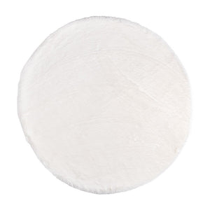 Set 4 Tappeti Rotondi Tessuto Marrone Moderni 90 cm - STEWART Colore: Bianco