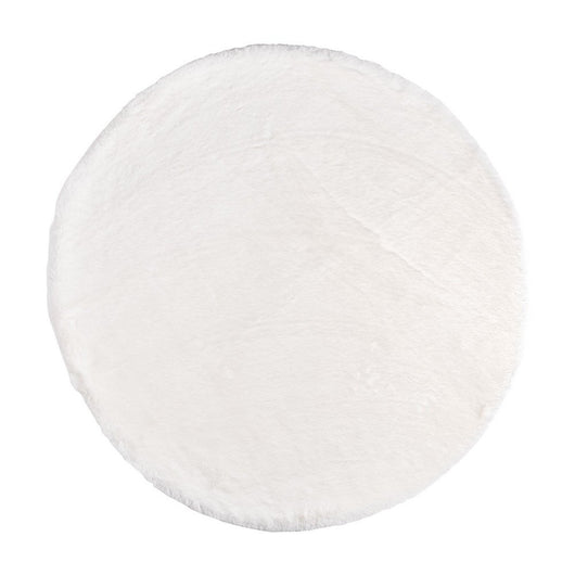 Set 4 Tappeti Rotondi Tessuto Marrone Moderni 90 cm - STEWART Colore: Bianco