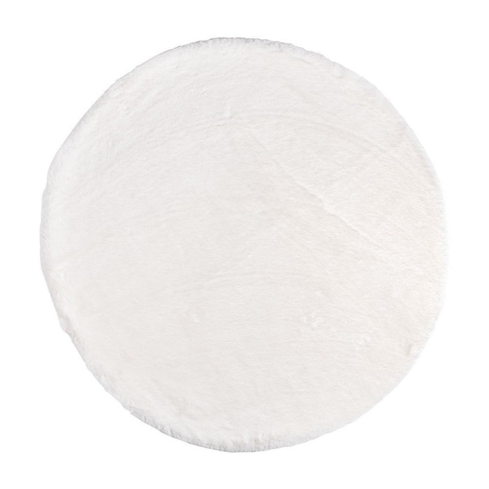 Set 4 Tappeti Rotondi Tessuto Marrone Moderni 90 cm - STEWART Colore: Bianco