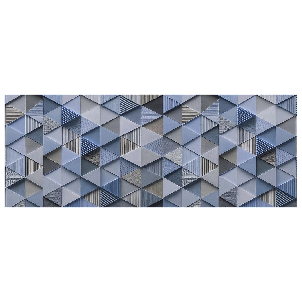Tappeto passatoia fantasia made in Italy antiscivolo lavabile aderente triangoli multicolore 50x200cm - Triangle Azzurro